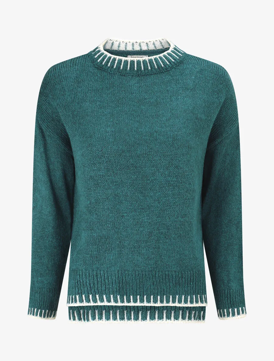 Pull uni asymétrique - Bleu canard