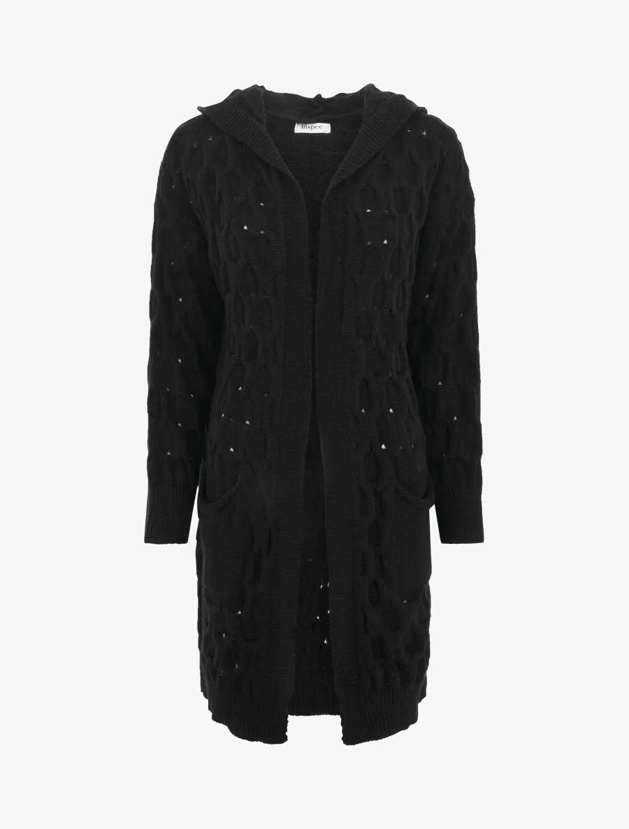 Gilet ouvert uni et torsadé - Noir