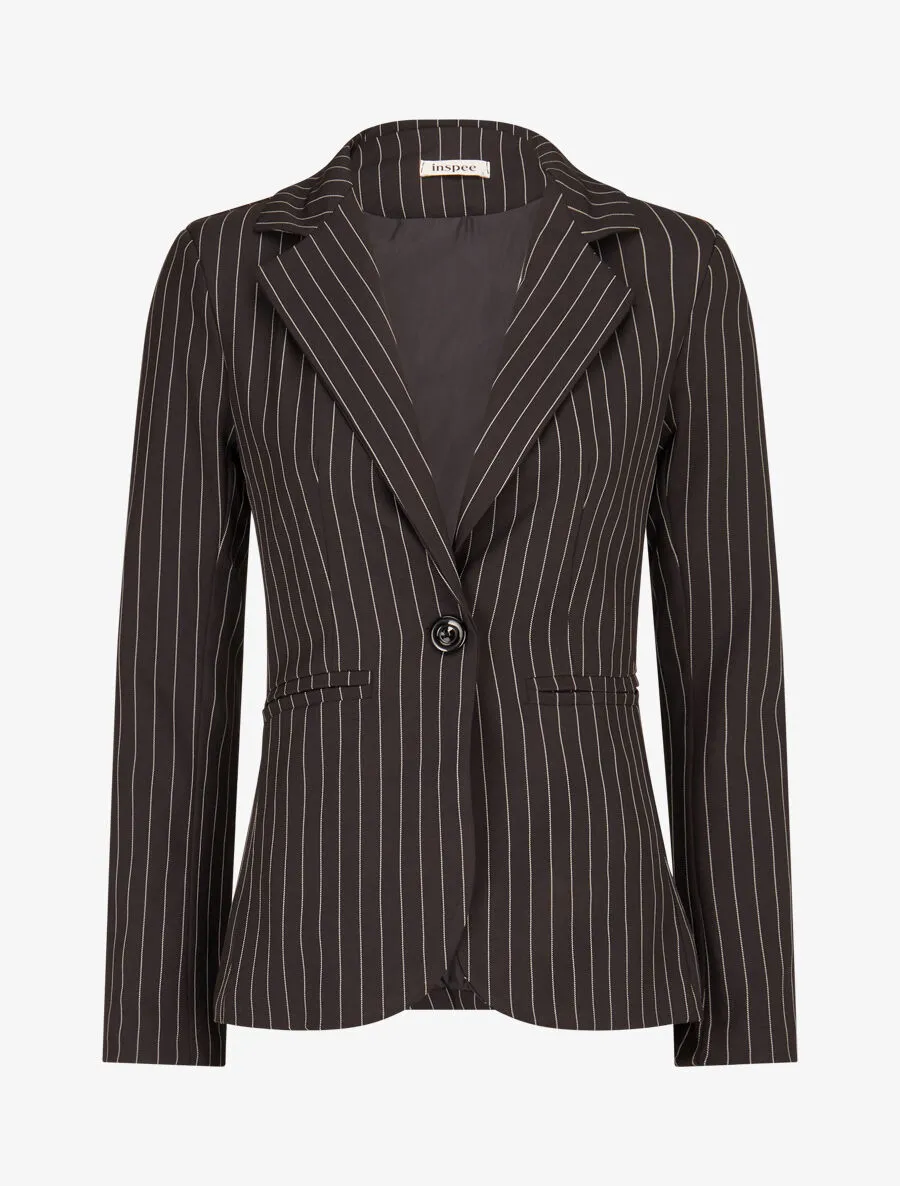 Veste cintrée à fines rayures - Noir