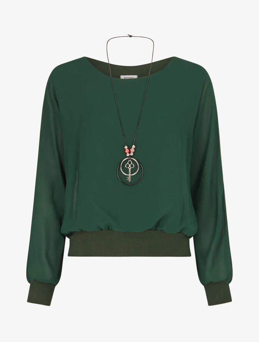 Top uni en voile - Vert sapin