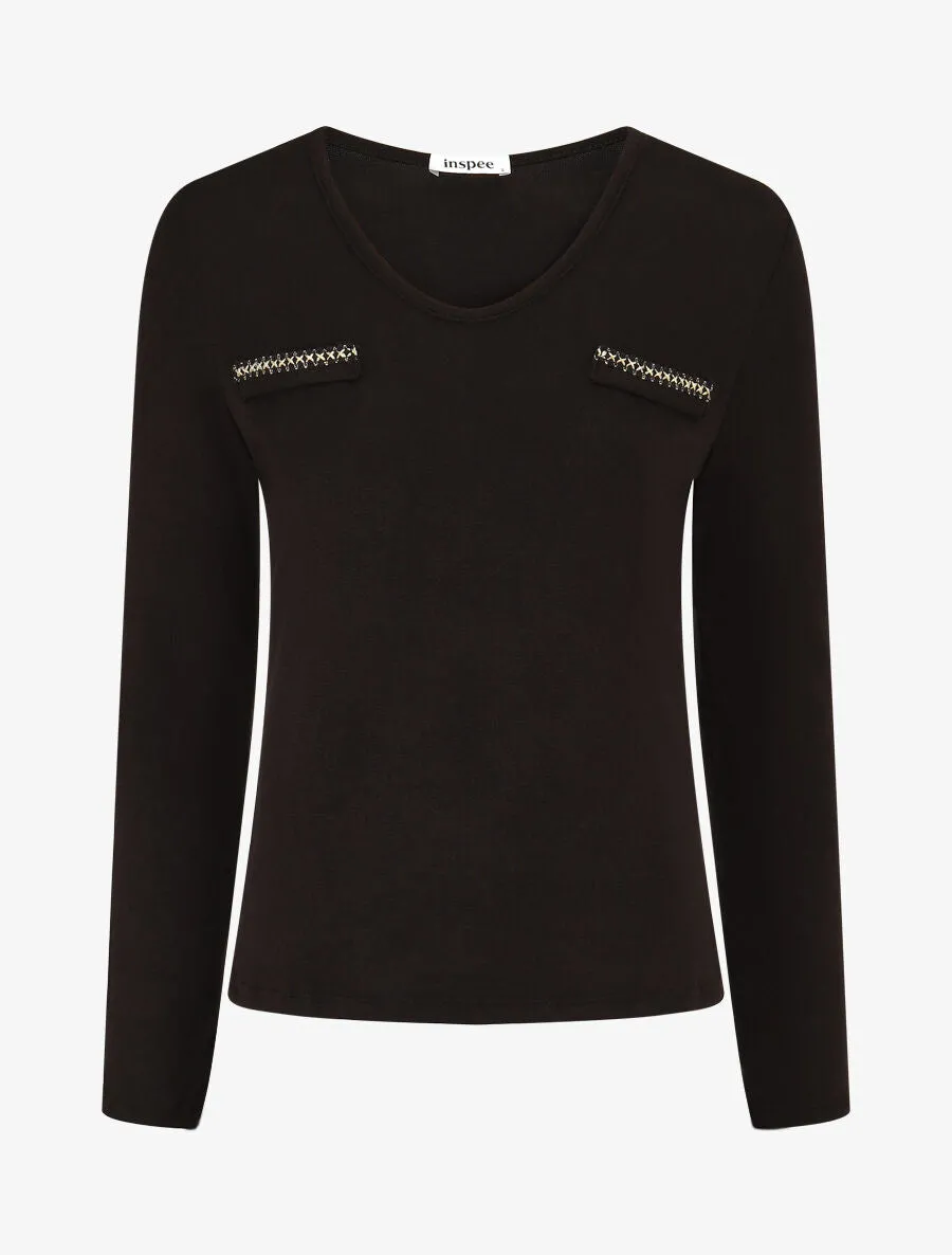 Pull fin à détails irisés - Noir