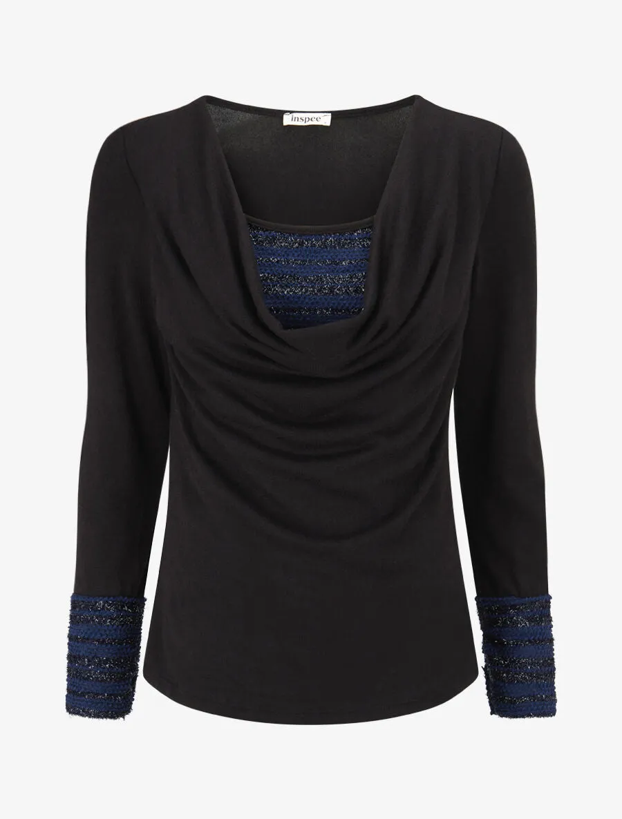 Pull fin à doublure lamé - Noir