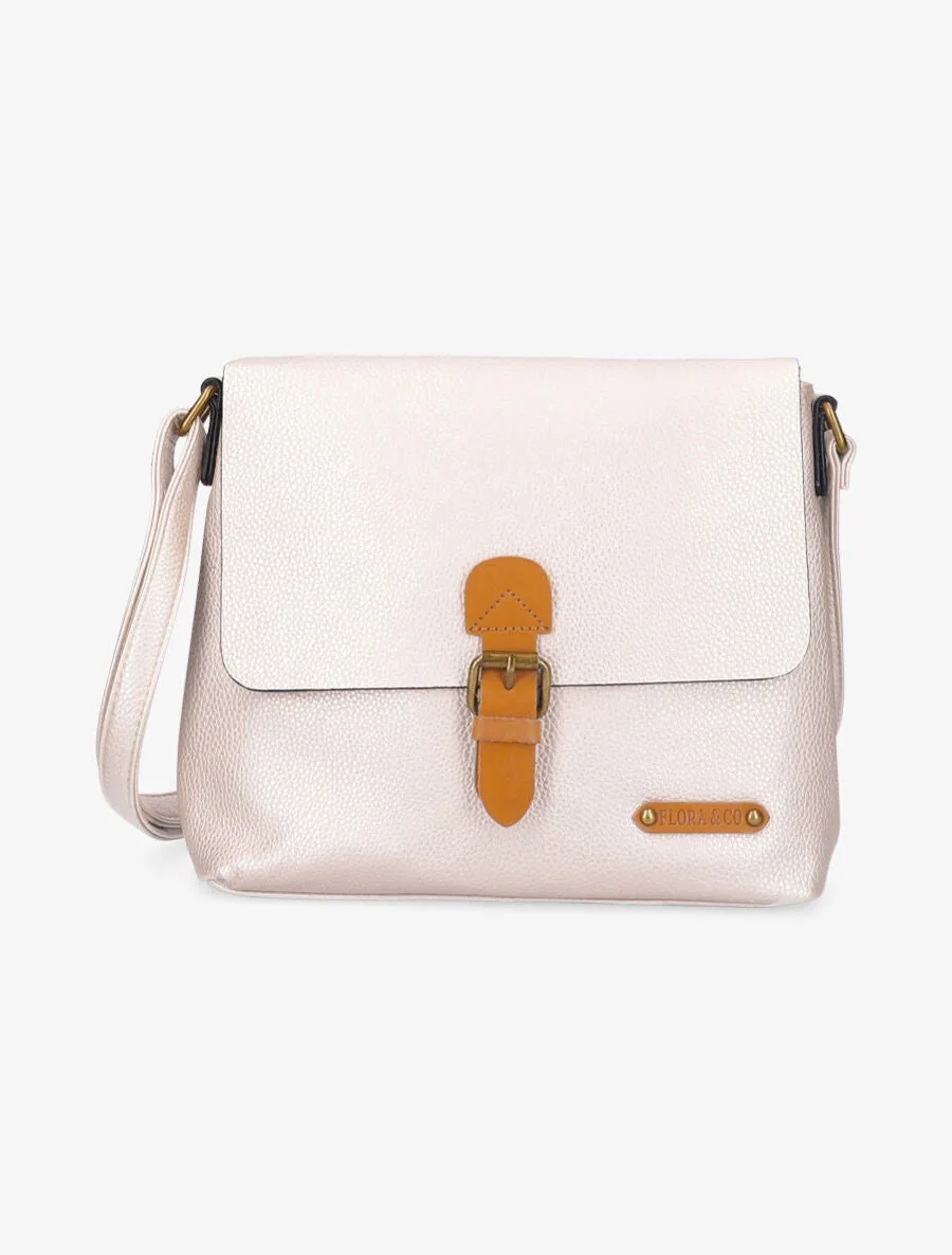 Sac bandoulière Ilyanna - Beige métallisé