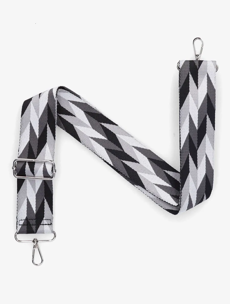 Bandoulière réglable en tissu motif géométrique - Noir