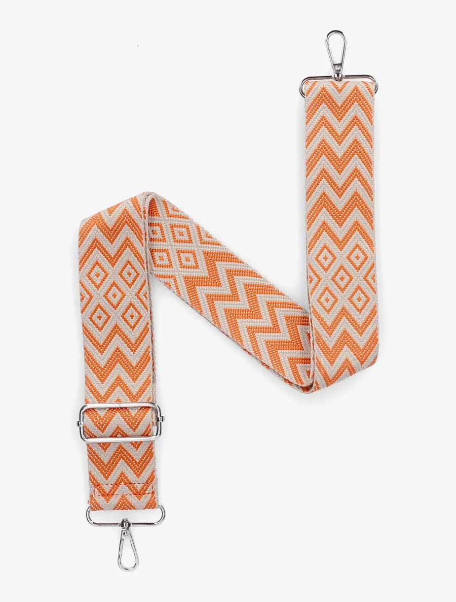 Bandoulière réglable en tissu motif graphique - Orange