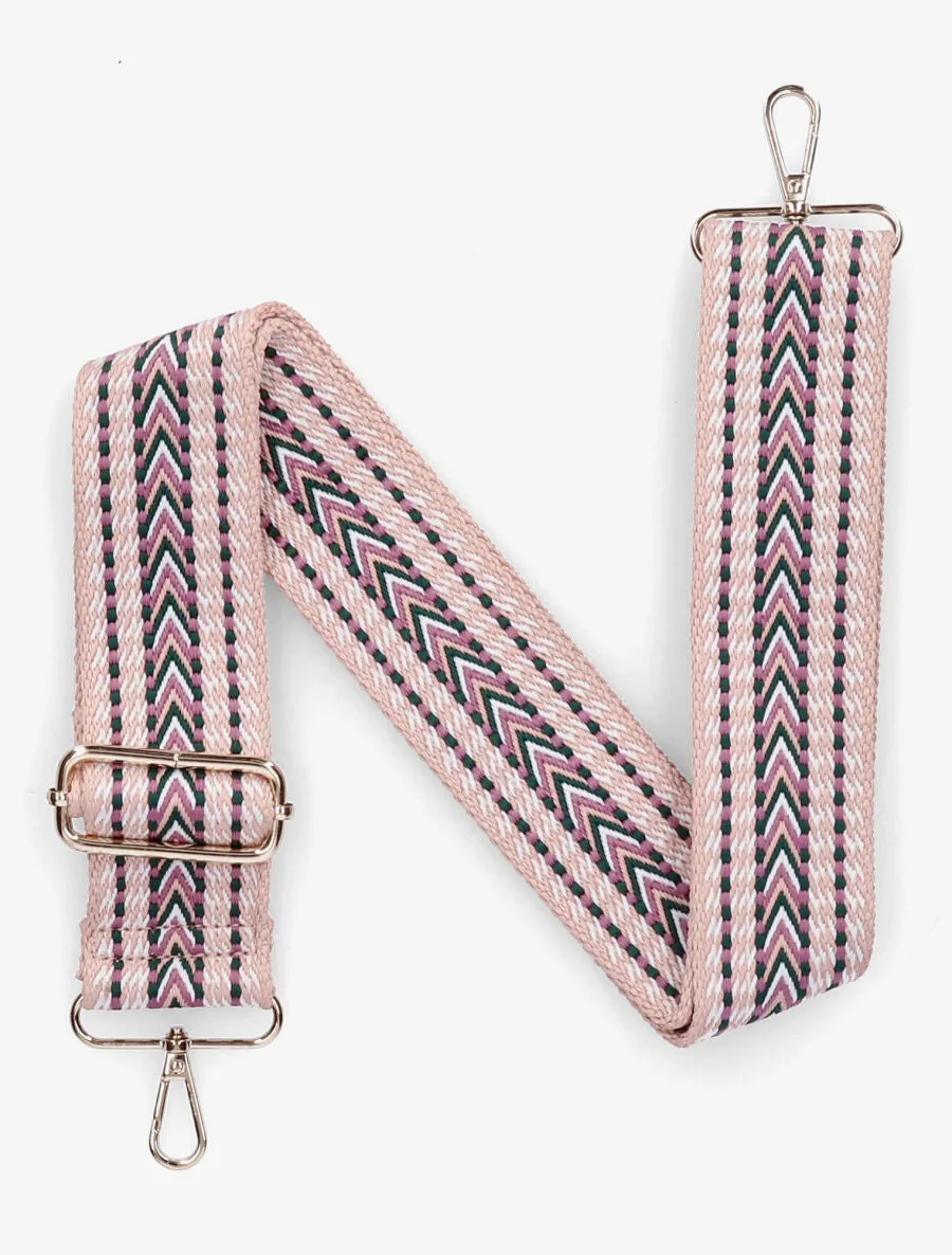 Bandoulière réglable en tissu motif en V - Rose