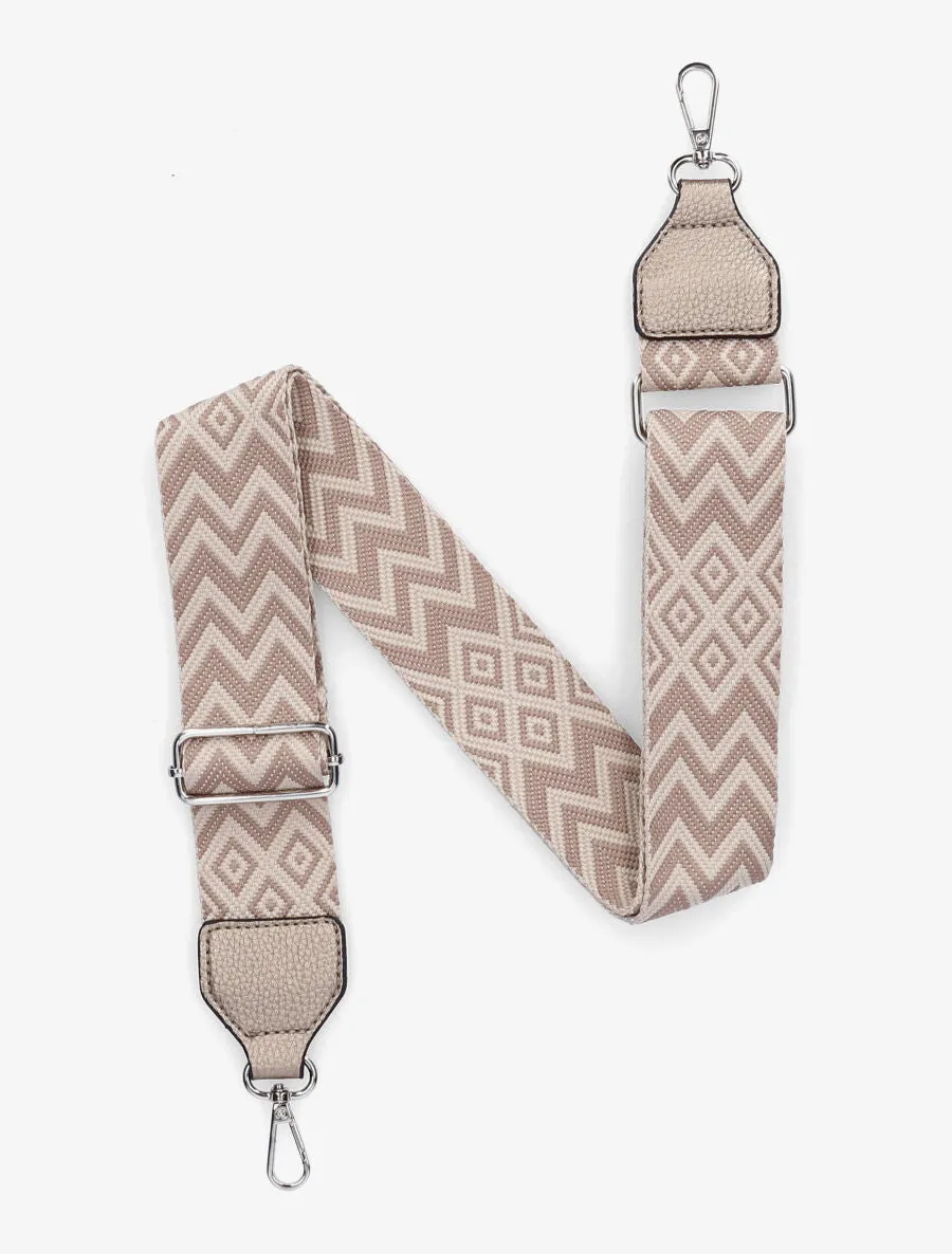 Bandoulière réglable en tissu motif graphique - Taupe