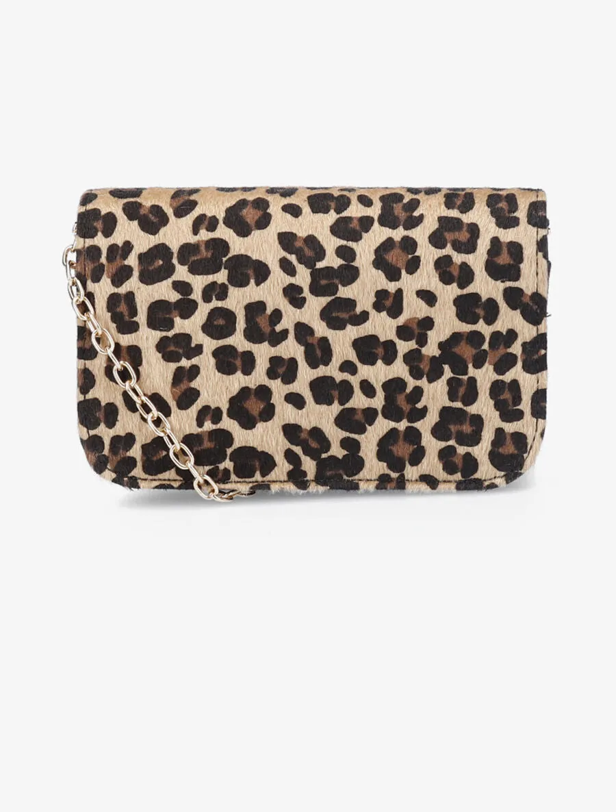 Sac banane rectangulaire à imprimé léopard - Camel