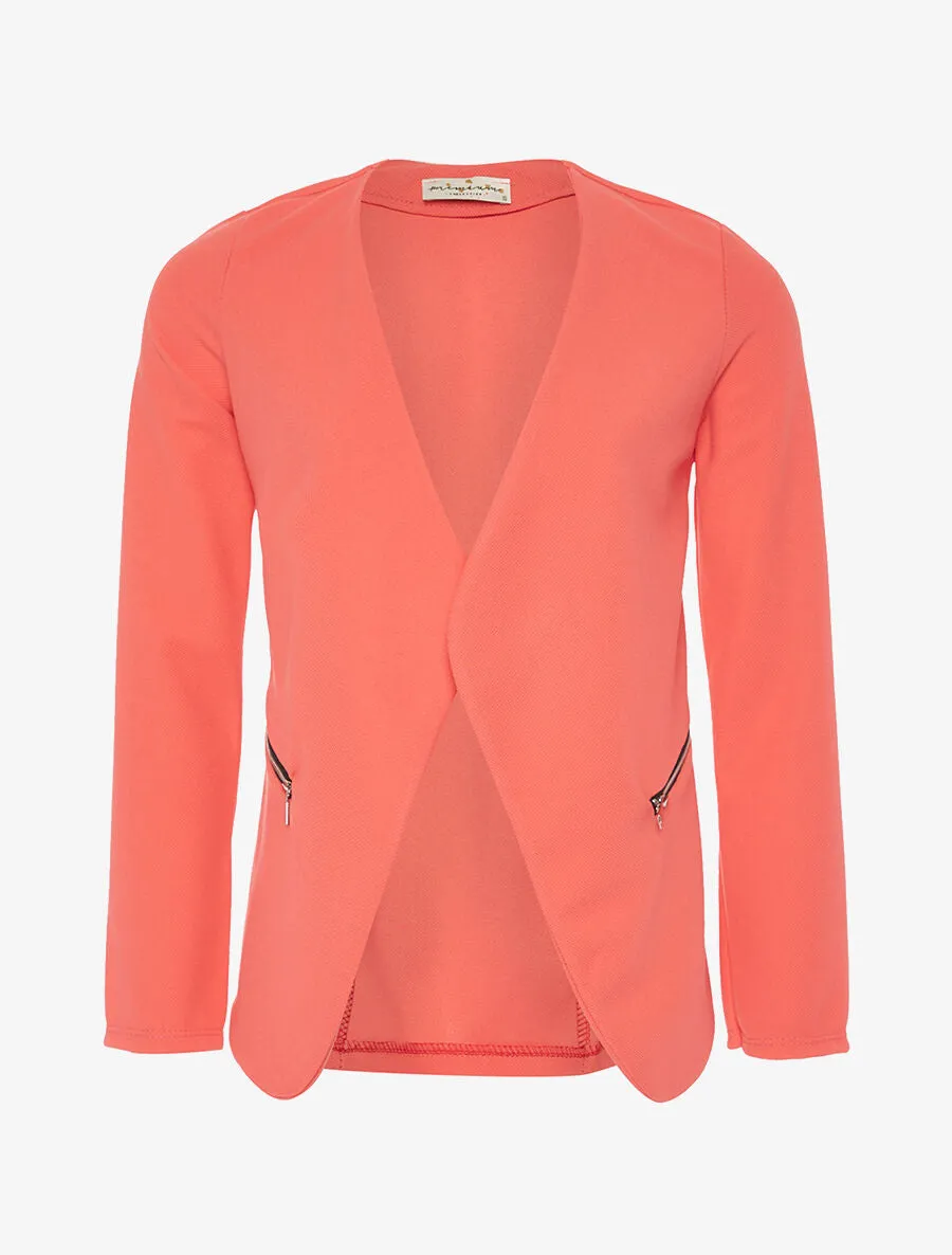 Veste ouverte asymétrique - corail