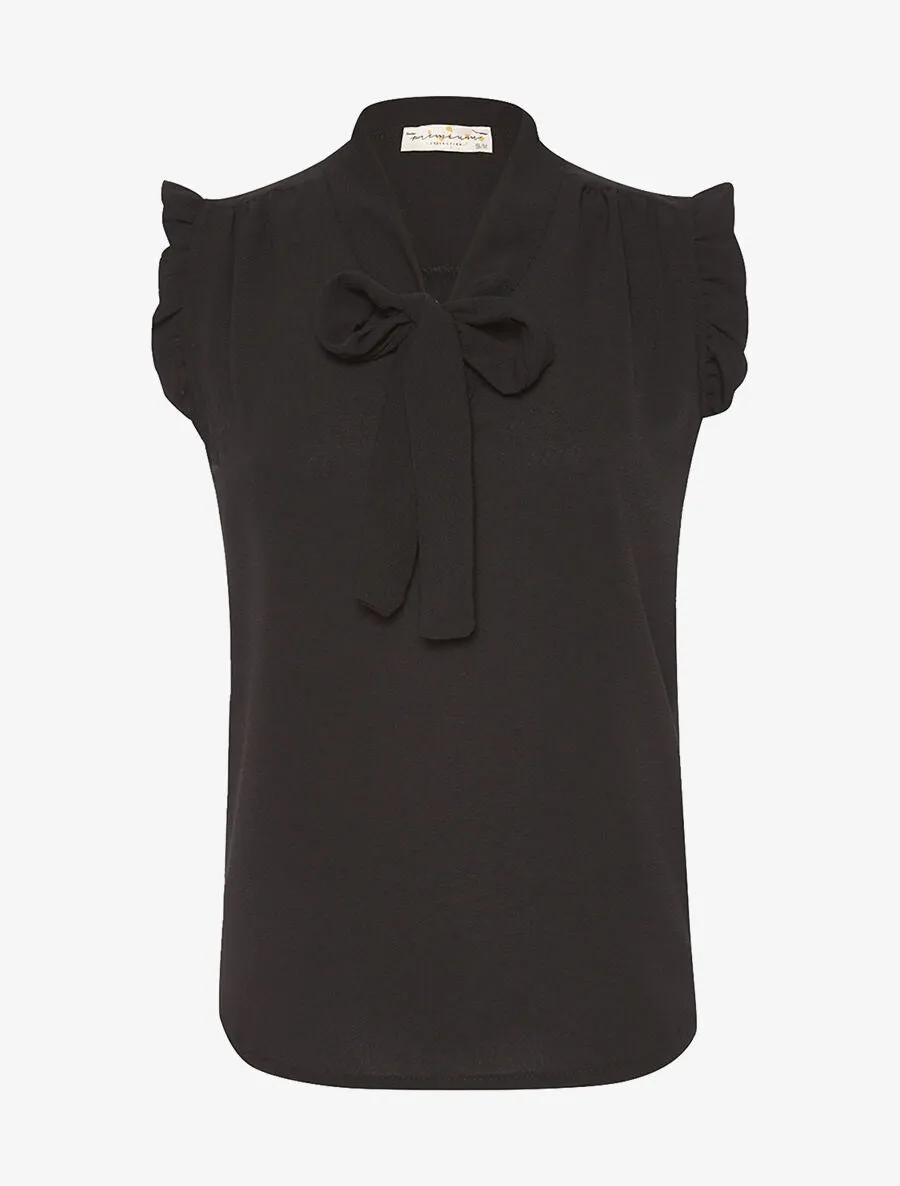 Blouse col à nouer - noir