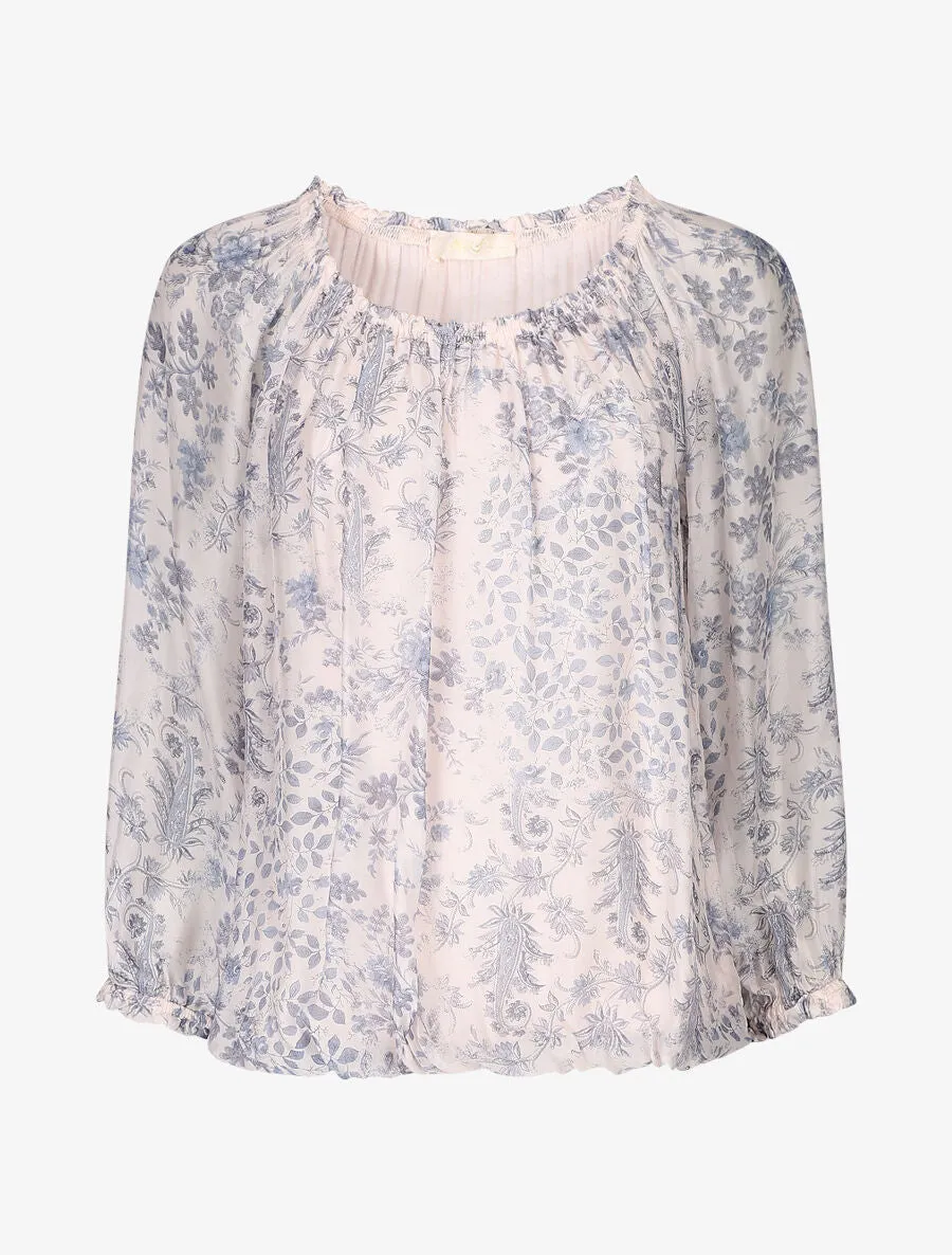 Blouse fleurie - nude