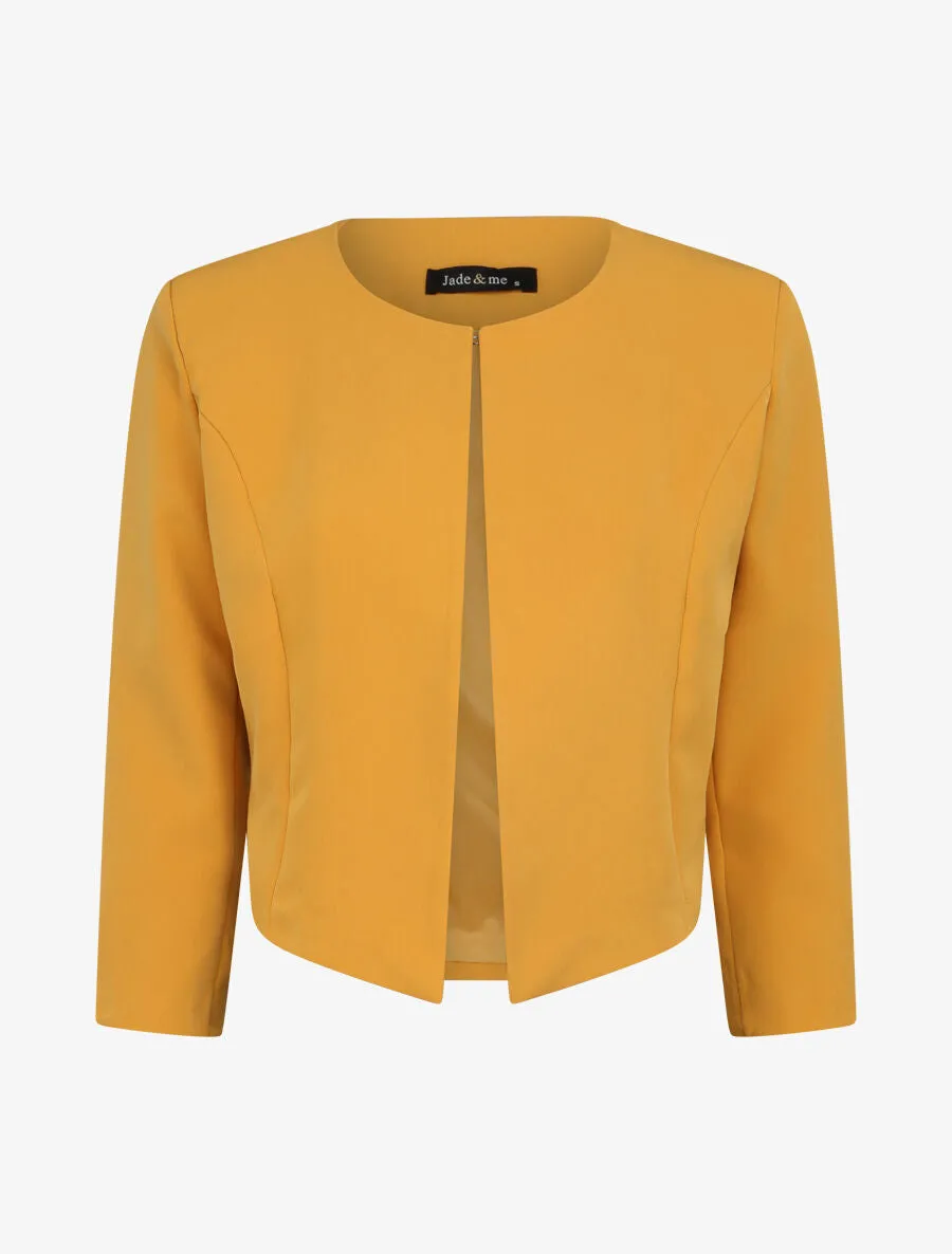 Veste droite uni manches 3/4 - Moutarde