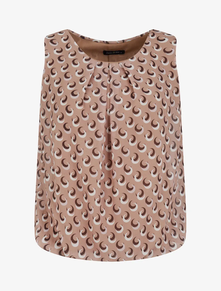 Top boule sans manches à imprimé demi lune - Taupe