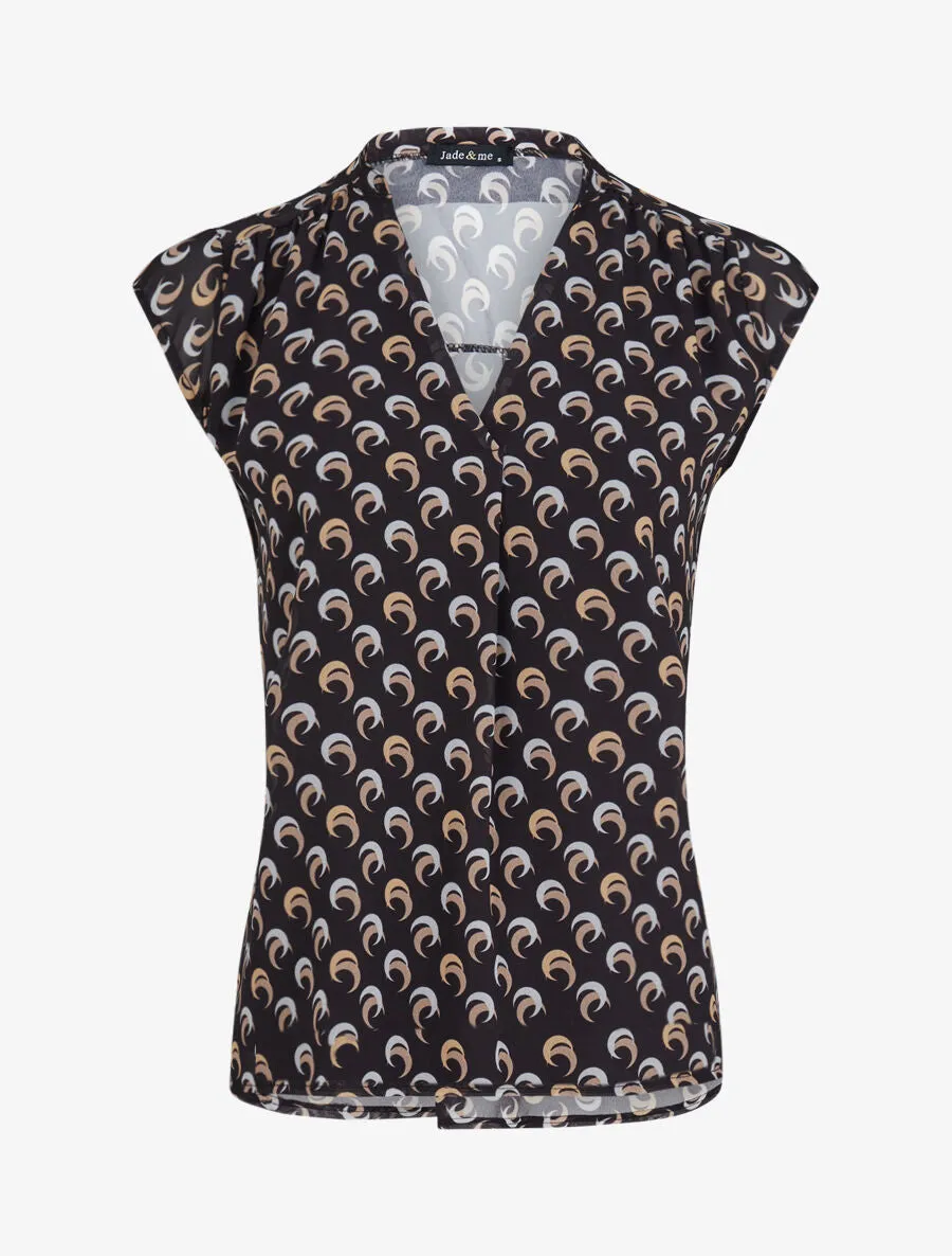 Top droit sans manches à imprimé demi lune - Noir