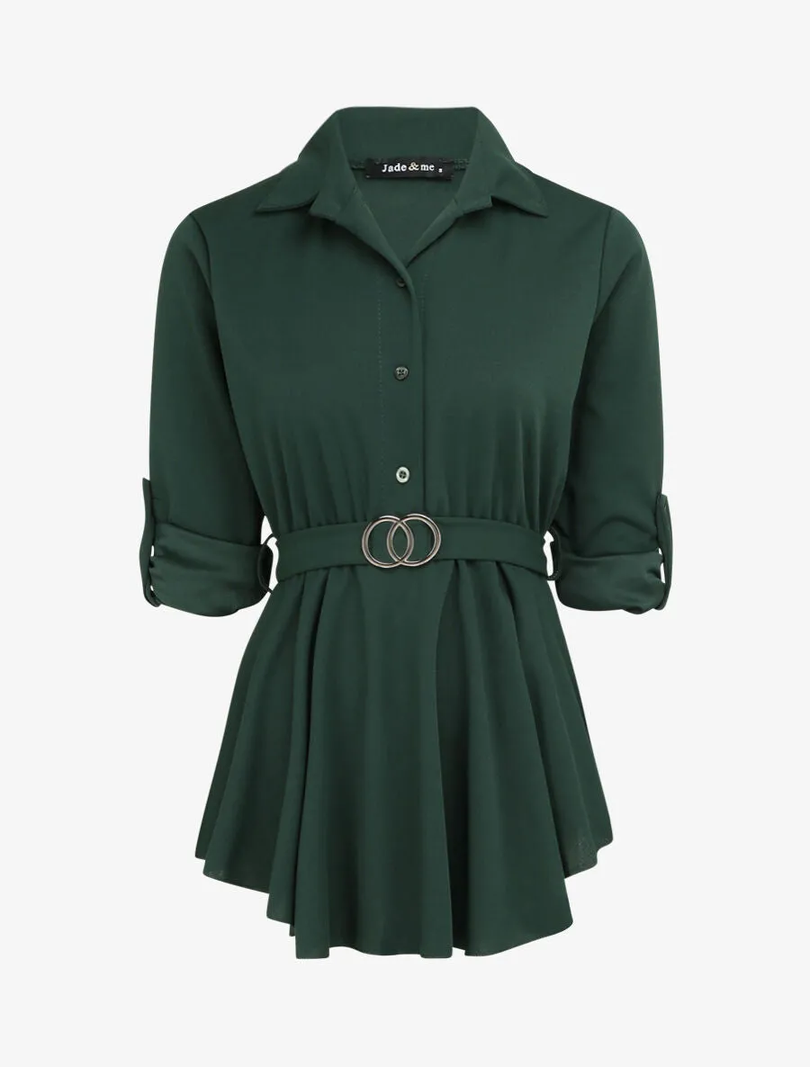 Top style chemise à taille cintrée - Vert sapin