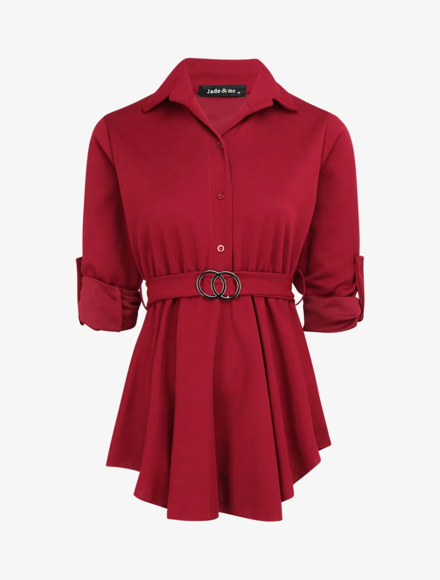 Top style chemise à taille cintrée - Bordeaux