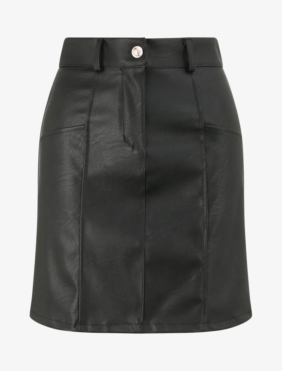 Jupe évasée en simili - Noir