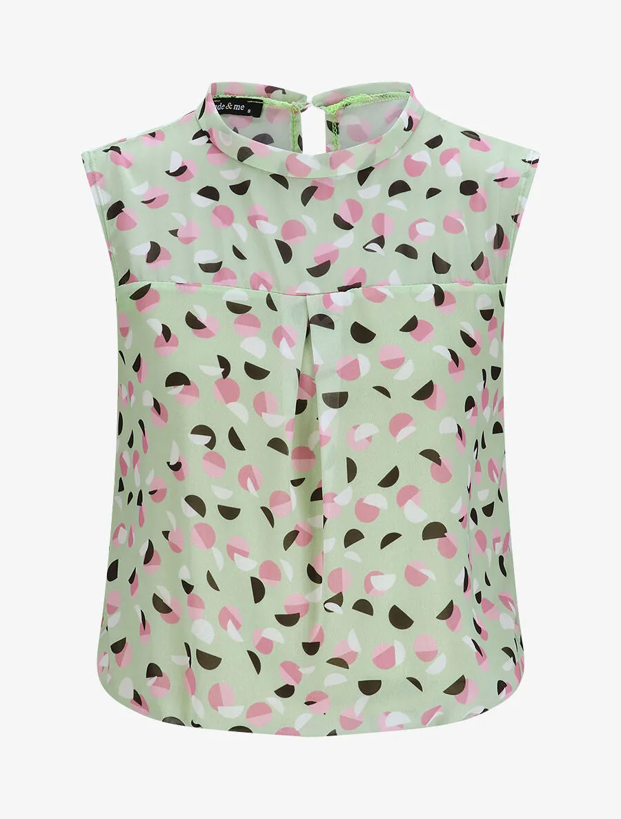 Top boule à imprimé cercles et demi-cercles - Vert tilleul