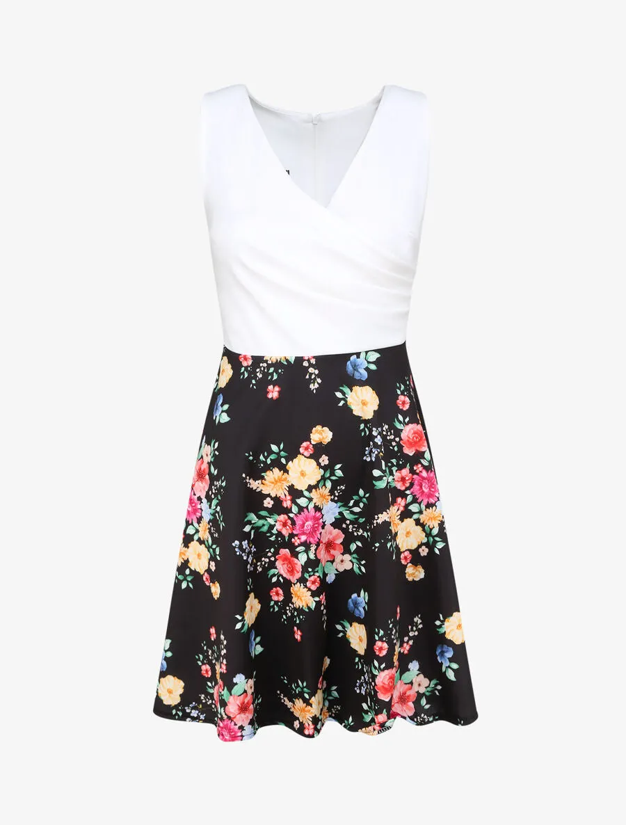 Robe cache-coeur bi-matière - Noir