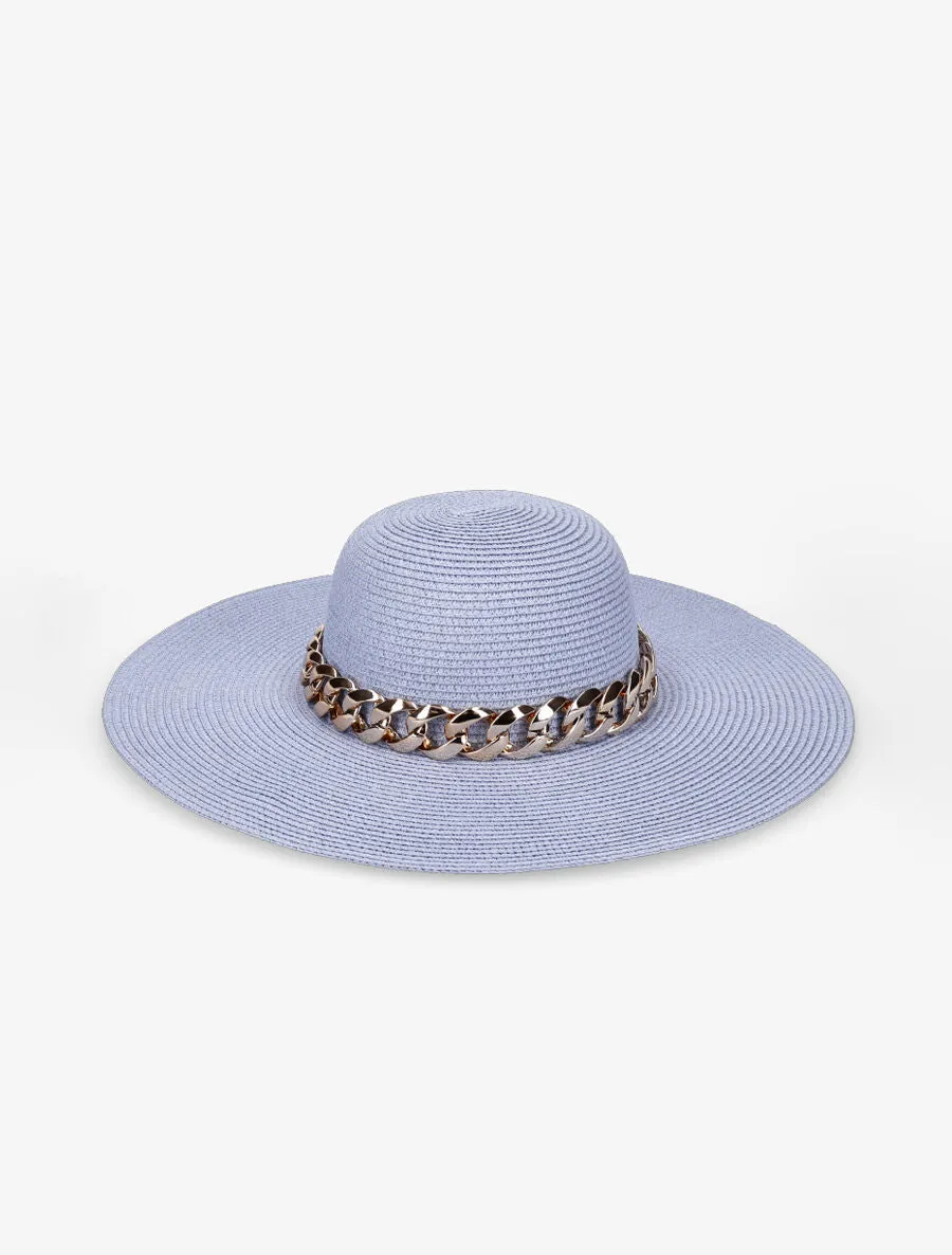 Capeline tressée à galon chaîne - Bleu gris