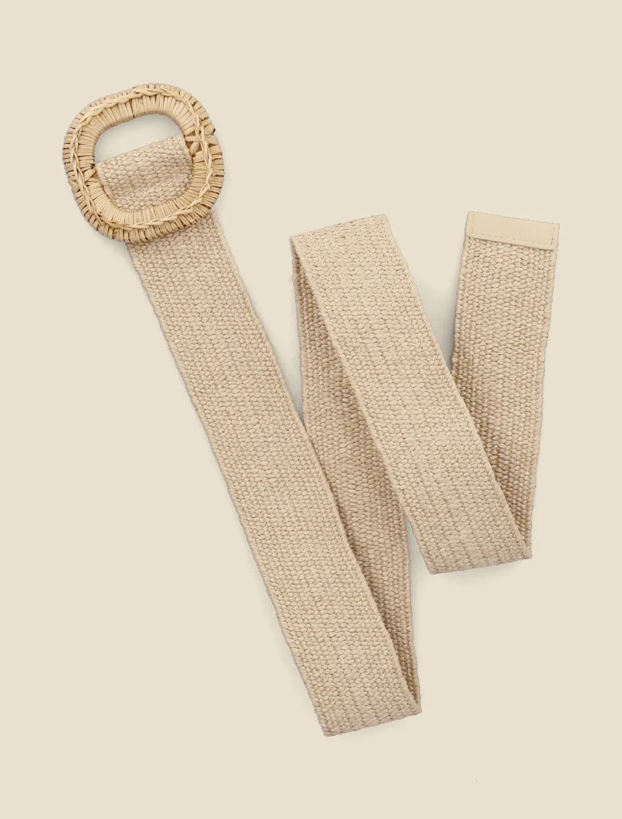 Ceinture style raphia à boucle carrée - Taupe