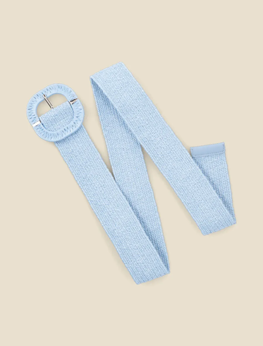 Ceinture style raphia à boucle à ardillon - Bleu ciel