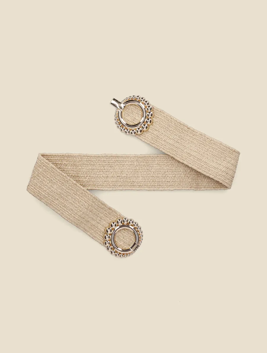 Ceinture en raphia à boucles rondes style perles - Taupe