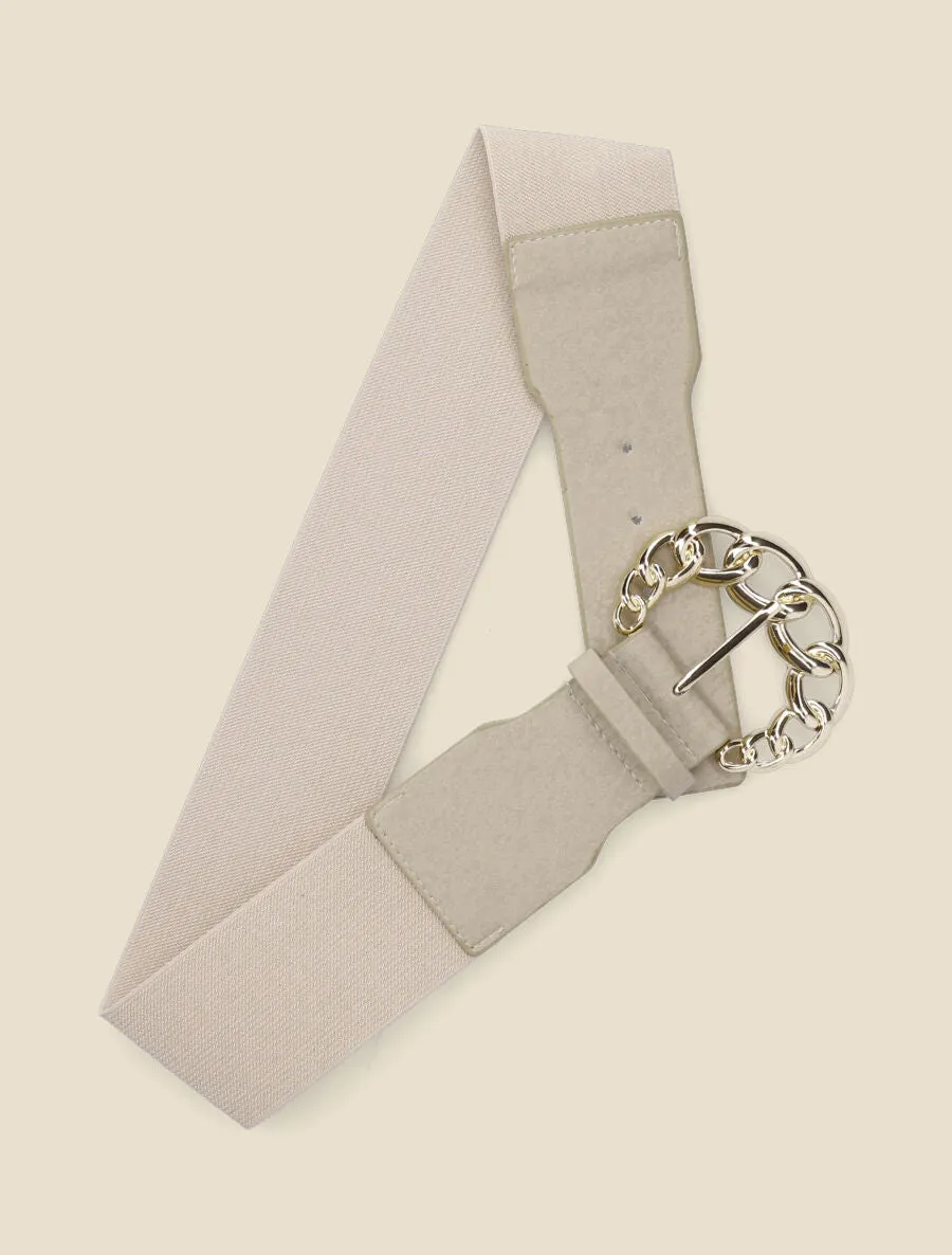 Ceinture élastiquée à boucle style chaîne - Beige