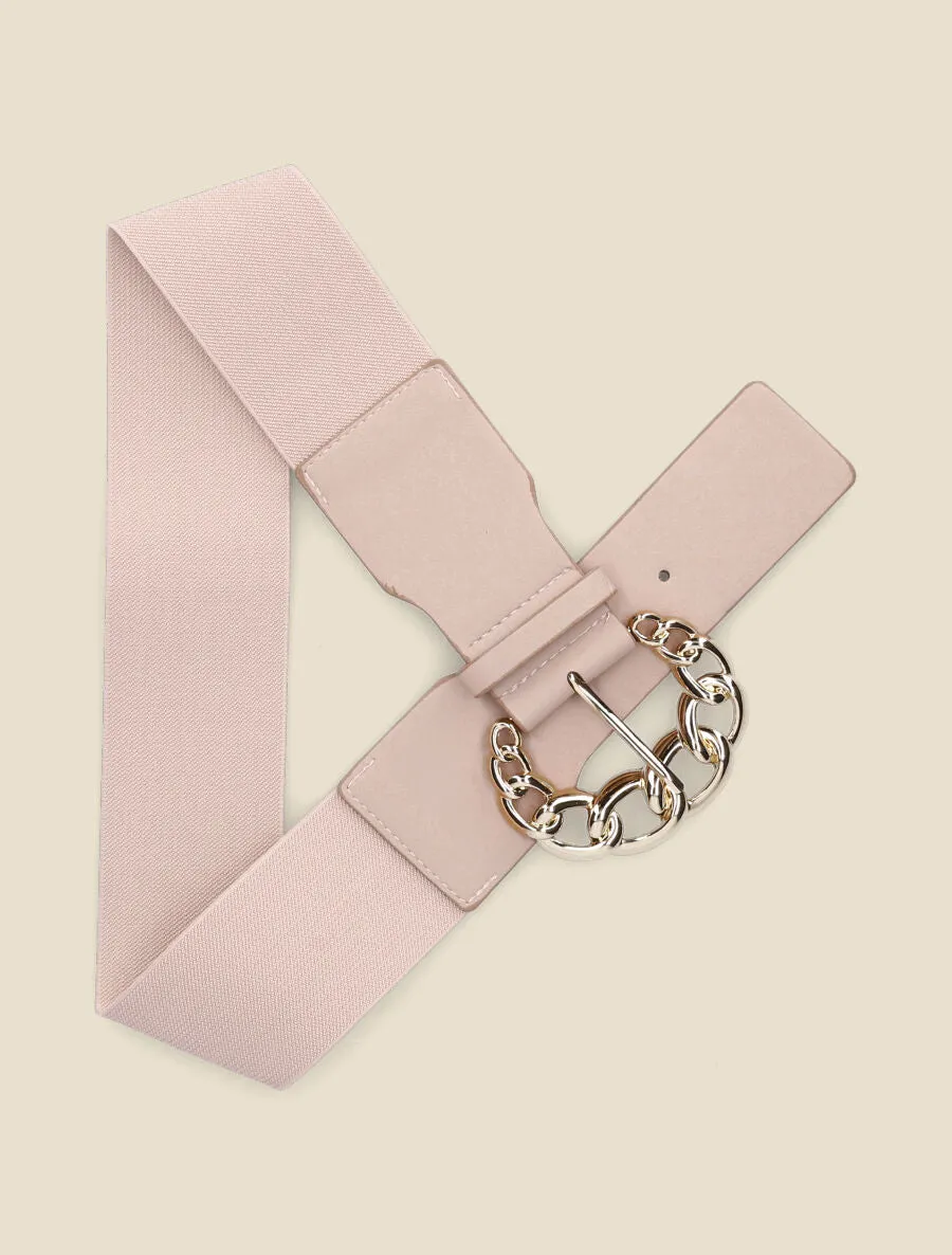 Ceinture élastiquée à boucle style chaîne - Rose