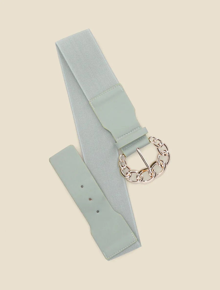 Ceinture élastiquée à boucle style chaîne - Vert d'eau