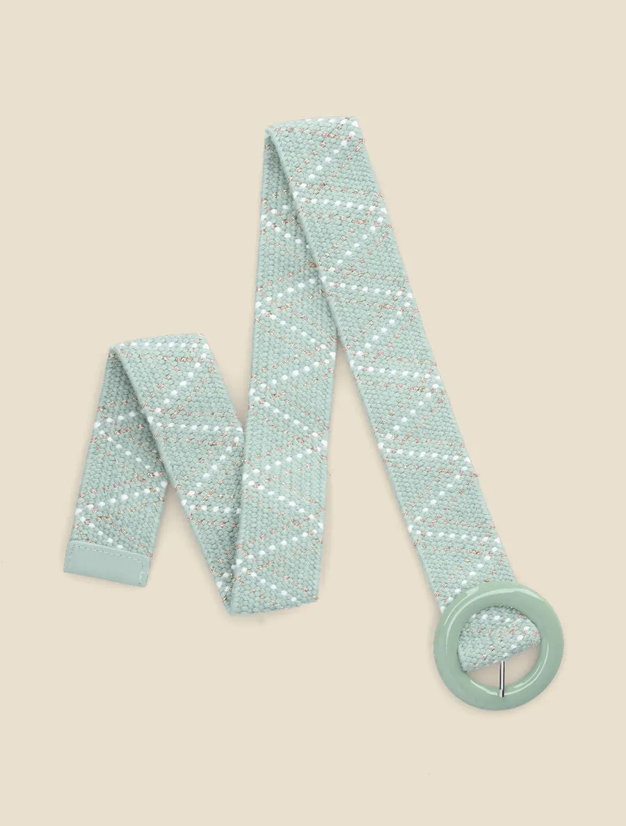 Ceinture bi-matière à sangle en zig-zag - Vert d'eau