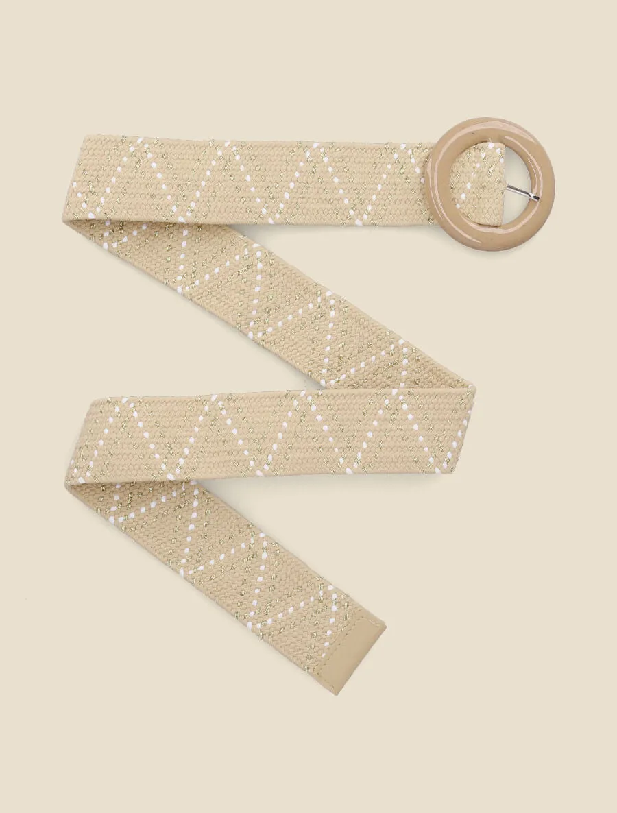 Ceinture bi-matière à sangle en zig-zag - Taupe