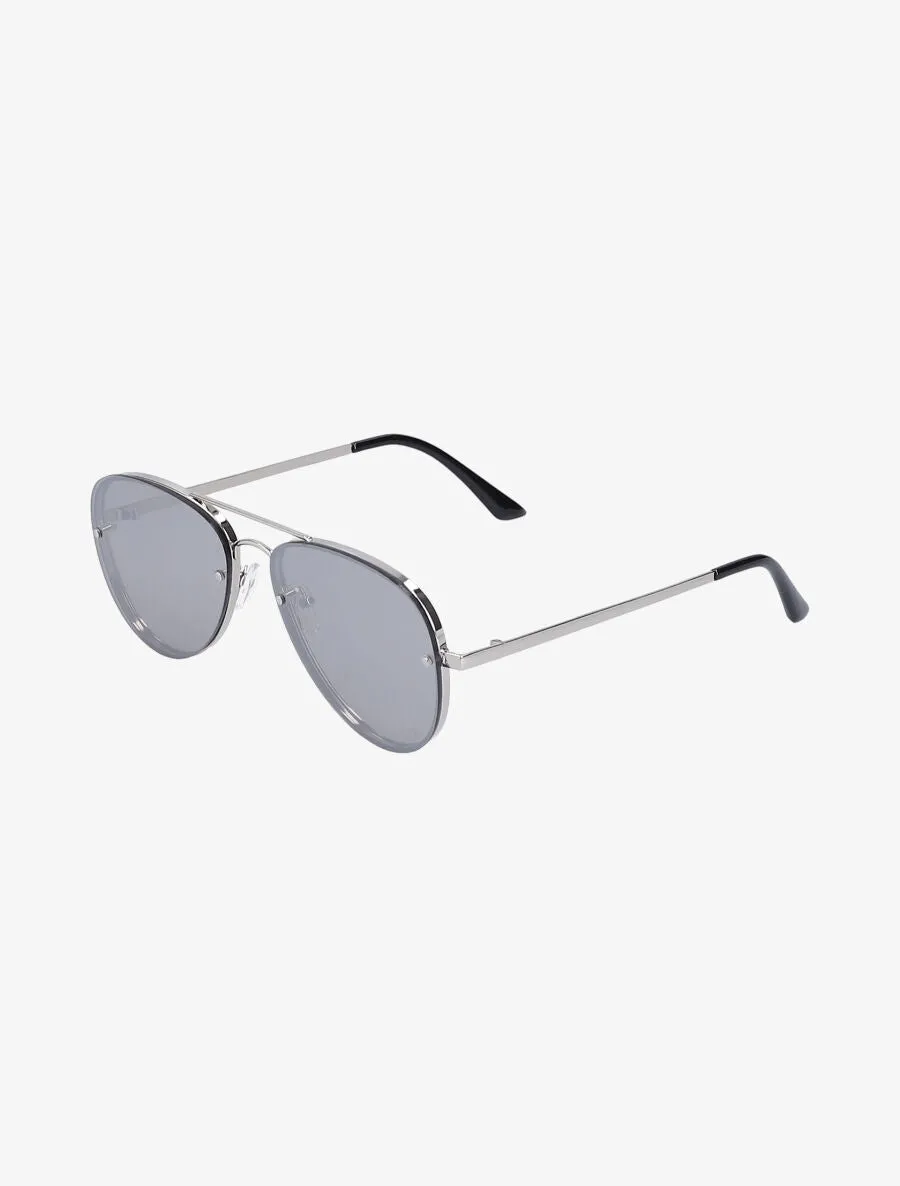 Lunettes de soleil aviateur oversize - Argent