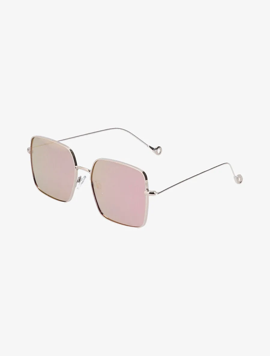 Lunettes de soleil carrées oversize - Rose/or