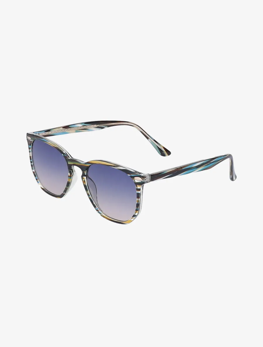 Lunettes de soleil wayfarer rondes - Bleu
