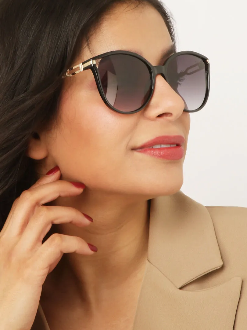 Lunettes cat eye branches métalliques - Noir