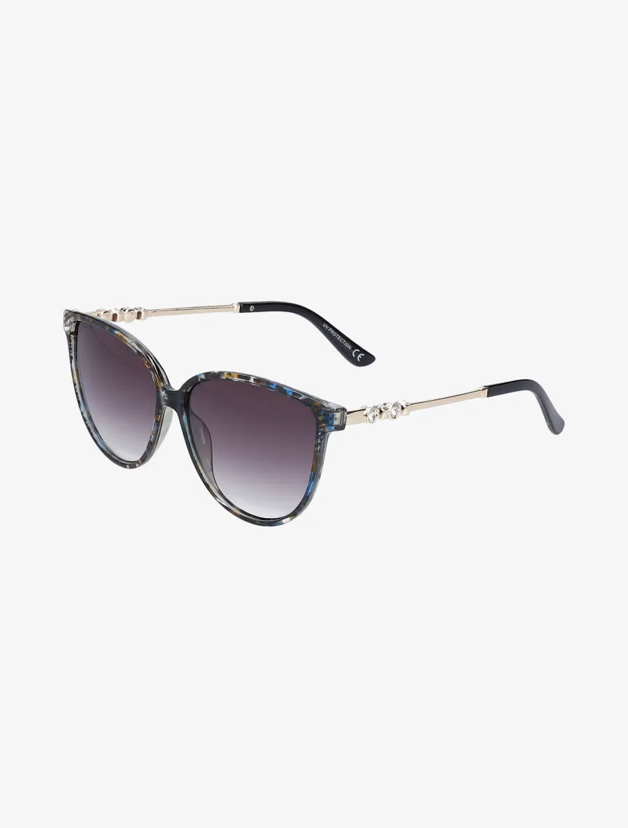 Lunettes cat eye branches à strass - Bleu