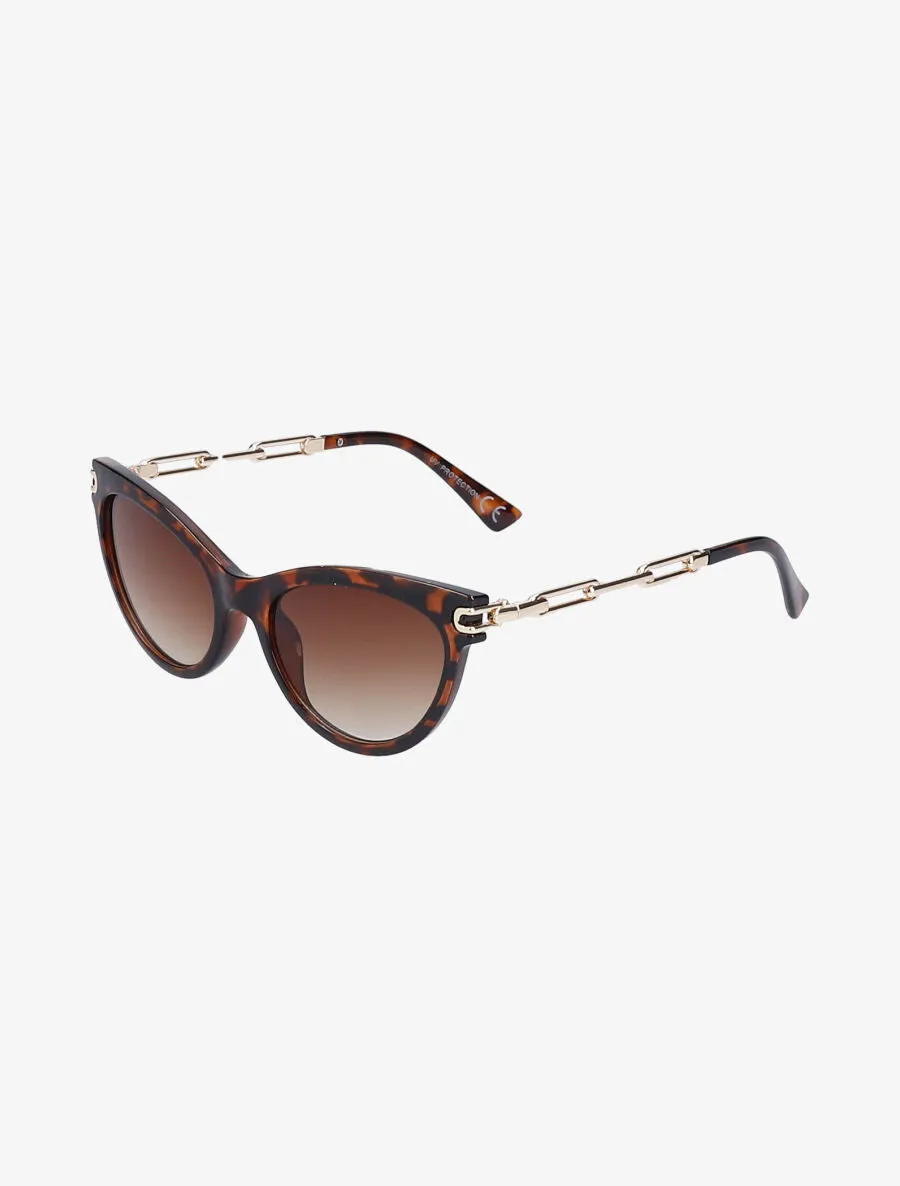 Lunettes cat eye à branches style chaîne - Léopard