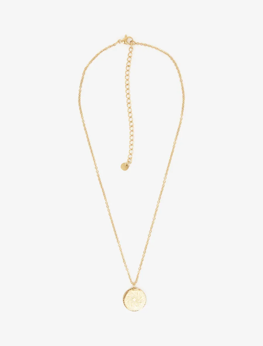 Collier à pendentif rond motif rosace - Or