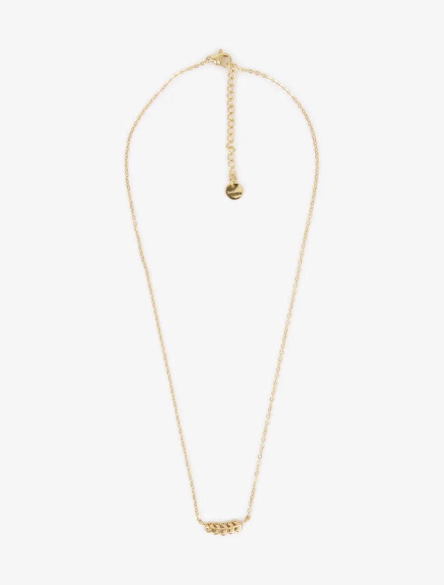 Collier à pendentif feuille de laurier - Or
