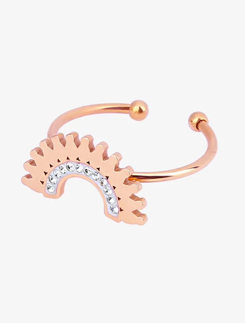 Bague ornée d'un diadème strassé - Champagne