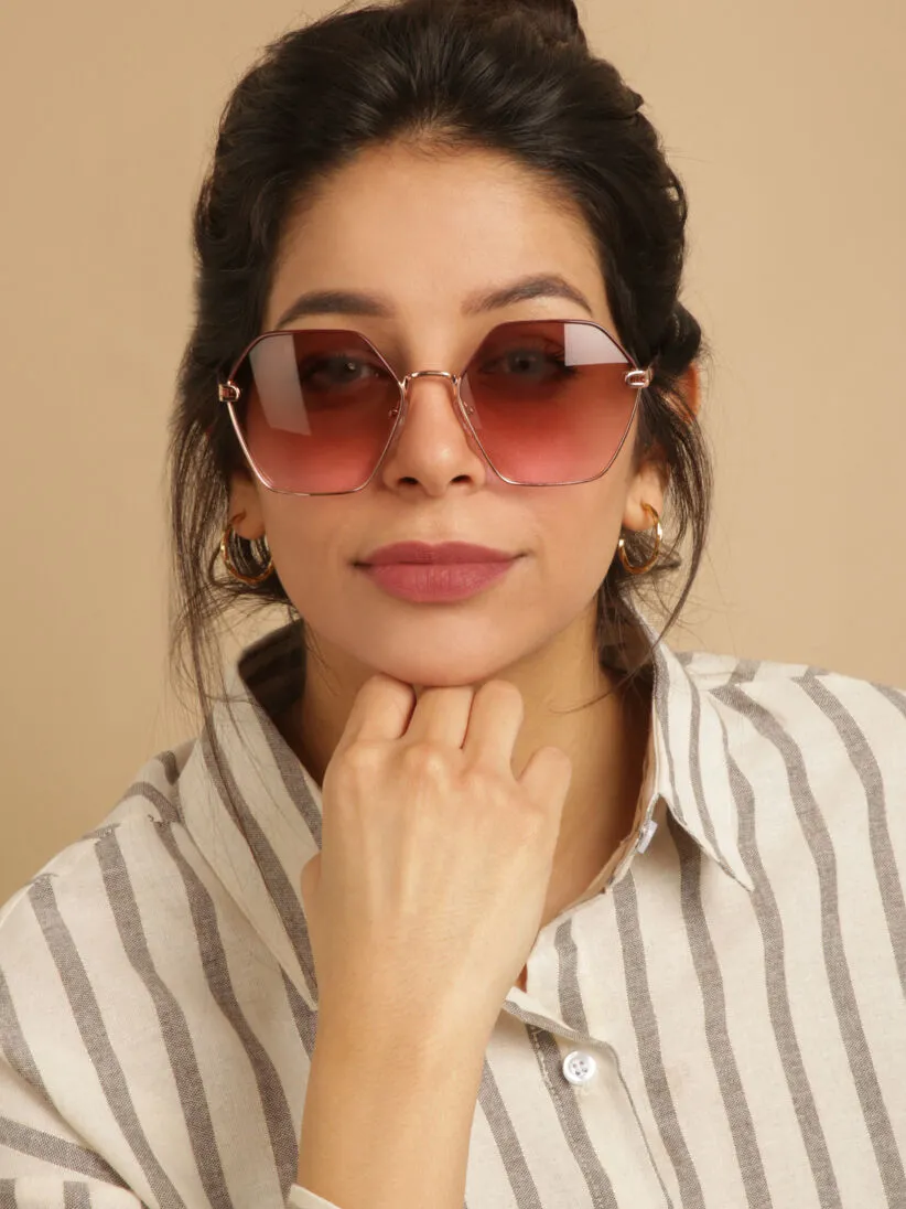 Lunettes de soleil octogonales overzise - Noir/rouge