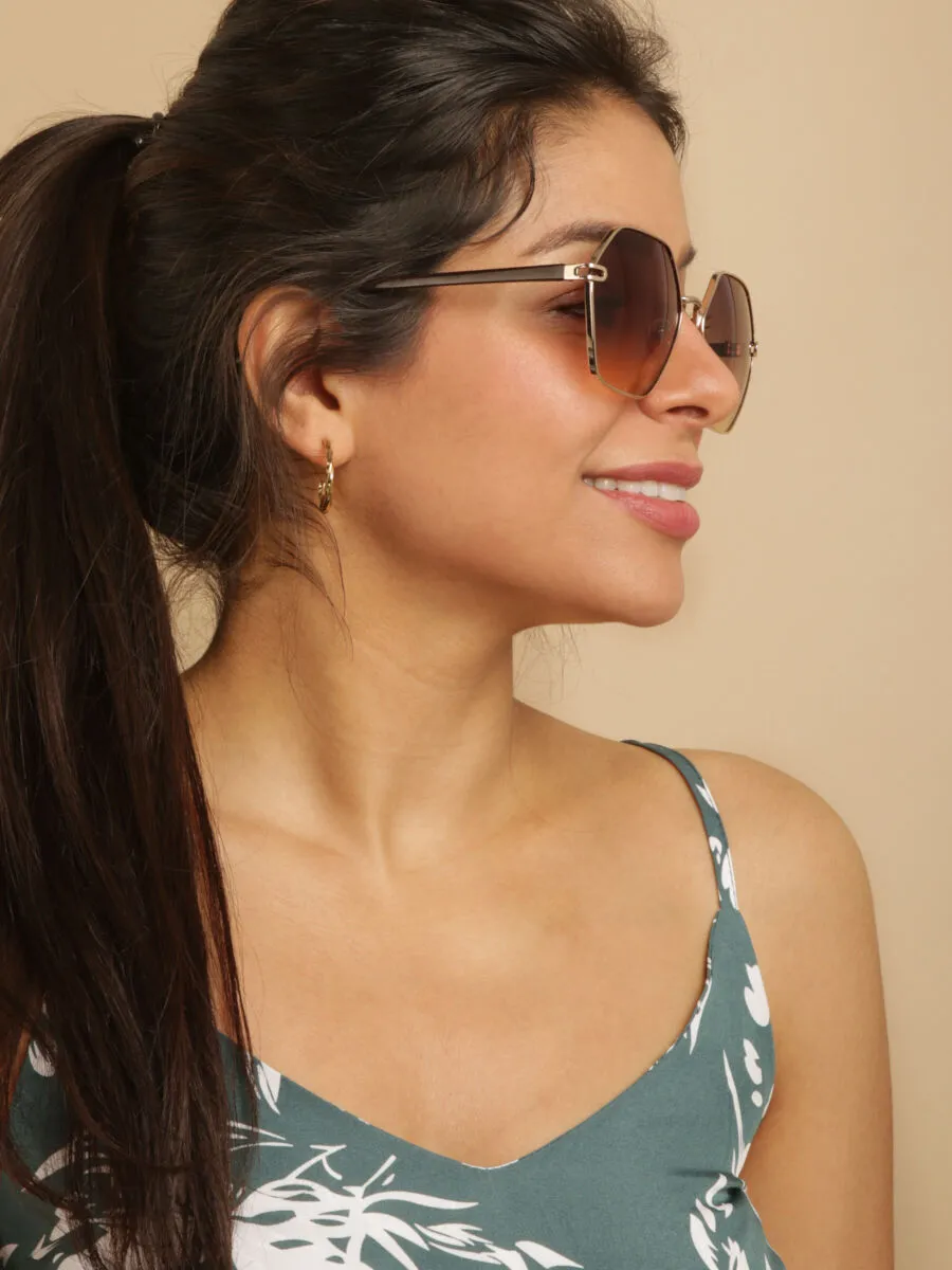 Lunettes de soleil octogonales overzise - Doré