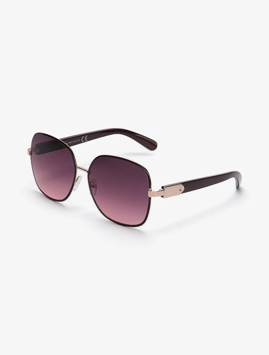 Lunettes de soleil rondes oversize - Marron