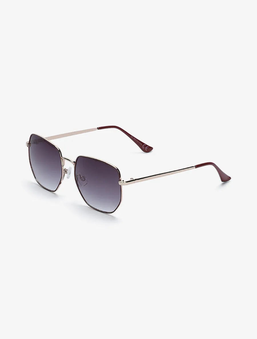 Lunettes de soleil hexagonales arrondis - Marron