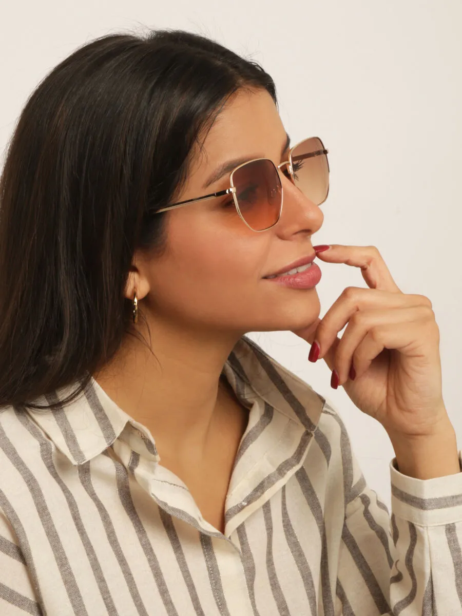 Lunettes de soleil hexagonales arrondis - Rose