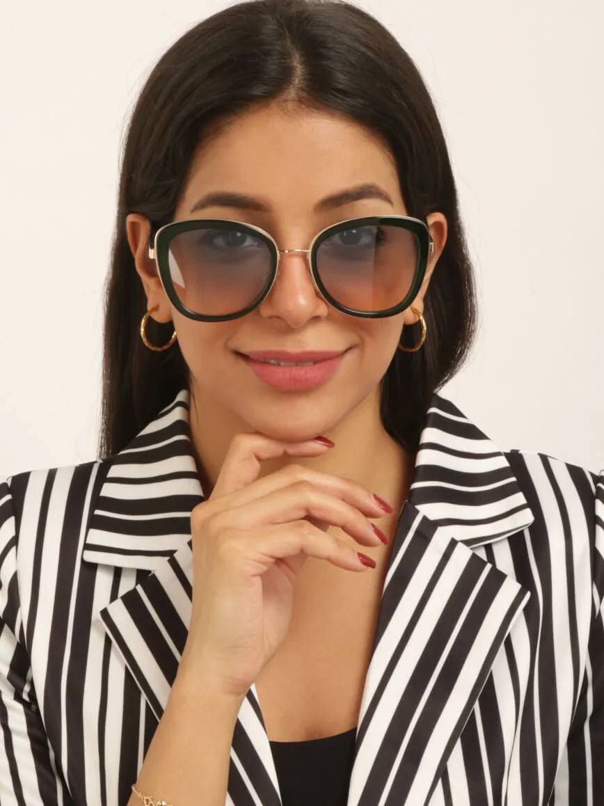 Lunettes de soleil cat eye arrondis - Vert