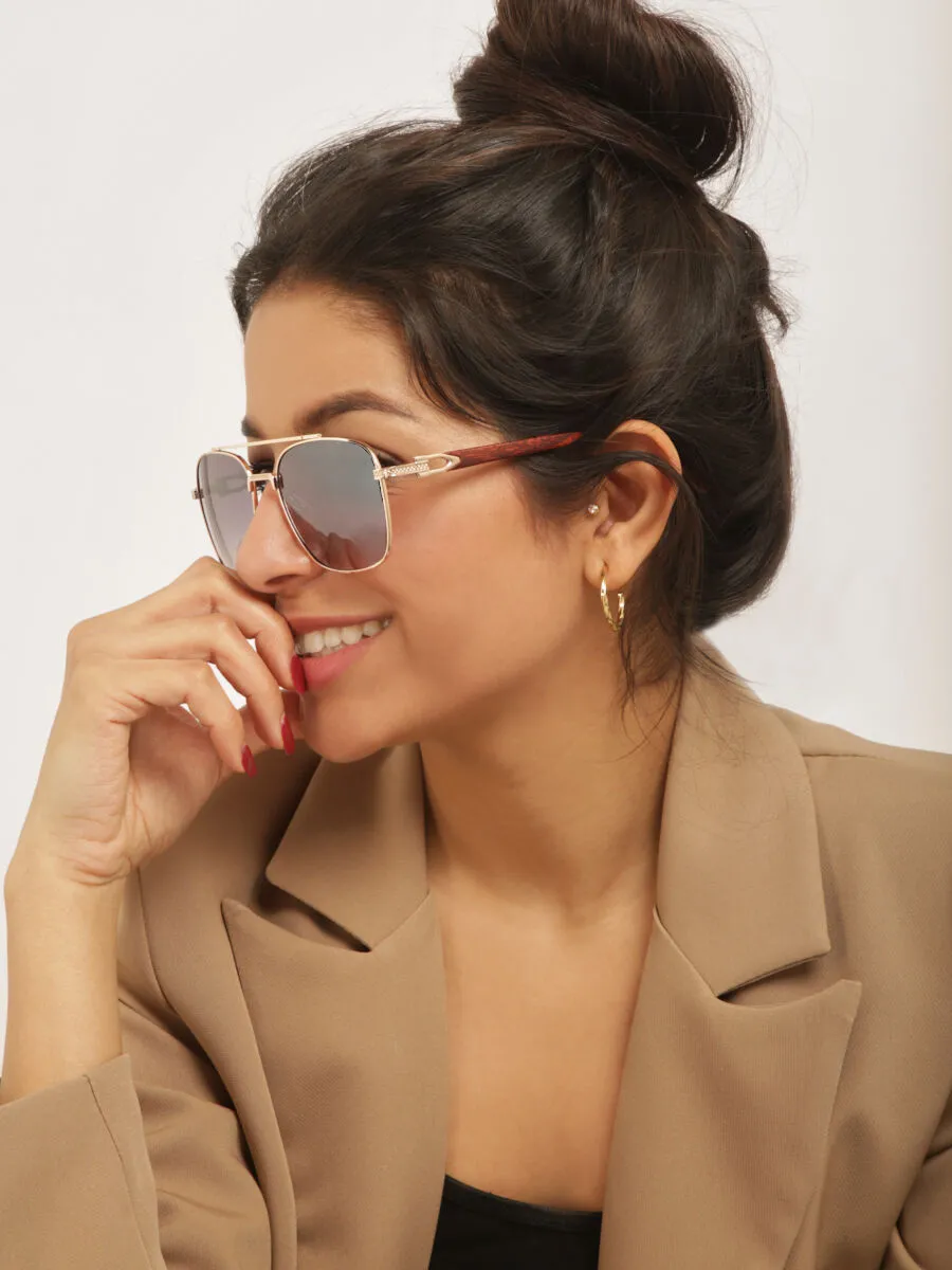 Lunettes de soleil aviateurs à double ponts - Camel/or