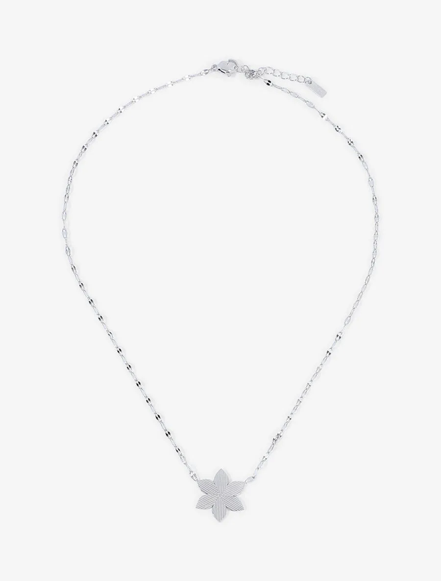 Collier à pendentif pétale de fleur - Argent