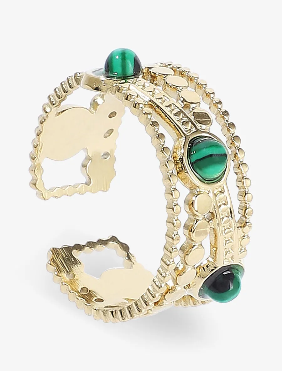 Bague multi-rangs et pierres vertes - Or
